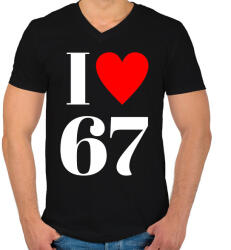 printfashion I LOVE 67 - Férfi V-nyakú póló - Fekete (17788141)
