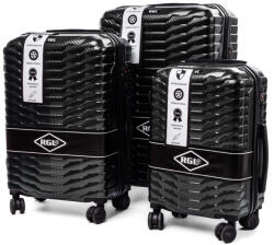 Rogal Fekete extravagáns keményfedeles bőrönd szett „Shiny - M, L, XL (SPC2-set3in1-black-HU)