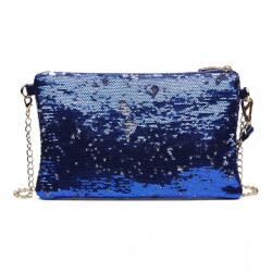 No Label Kék alkalmi táska lánccal „Donna (K765-navy-HU)