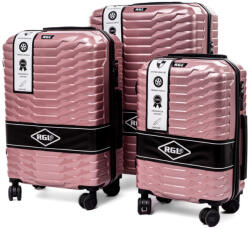 Rogal Rózsaszín extravagáns keményfedeles bőrönd szett „Shiny - M, L, XL (SPC2-set3in1-rosegold-HU)