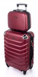Rogal Sötétvörös 2 darabos keményhéjú bőrönd szett „Premium - 3 méret (S730set2in1-burgundy-HU)