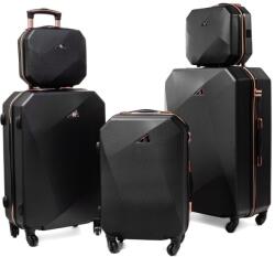 Rogal Fekete 5 részes luxus keményfedeles utazóbőrönd szett „Glamour - XS, S, M, L, XL (S941set5in1-graphite-HU)