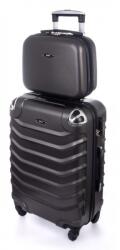 Rogal Fekete 2 darabos keményhéjú bőrönd szett „Premium - 3 méret (S730set2in1-graphite-HU)