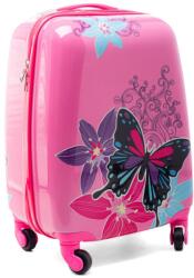 Rogal Rózsaszín lány gyerek bőrönd " Butterfly" - S méret (Kkids-4wheels-butterfly-HU)