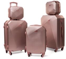 Rogal Rózsaszín 5 részes luxus keményfedeles utazóbőrönd szett „Glamour - XS, S, M, L, XL (S941set5in1-rosegold-HU)