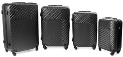 Rogal Fekete 4 részes keményfedeles utazóbőrönd szett „Waves - M, L, XL, XXL (S741set4in1-black-HU)