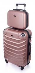 Rogal Rózsaszín (táska + bőrönd) keményfedeles bőröndkészlet " Premium" - 3 méret (S730set2in1-rosegold-HU)
