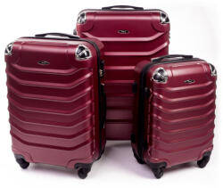 Rogal Sötétpiros 3 részes műanyag bőrönd szett „Premium - M, L, XL (S730set3in1-burgundy-HU)
