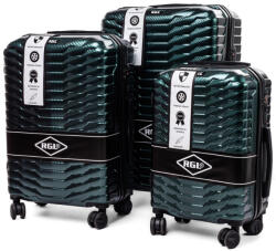 Rogal Zöld extravagáns keményfedeles bőrönd szett „Shiny - M, L, XL (SPC2-set3in1-mint-HU)