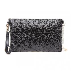 No Label Fekete alkalmi táska lánccal „Donna (K765-black-HU)