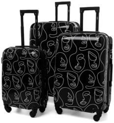 Rogal Fekete 3 részes keményfedeles utazóbőrönd szett „Mystery - M, L, XL (S5188set-art-HU)