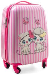 Rogal Rózsaszín csíkos gyerek bőrönd " Kitty" - S méret (Kkids-4wheels-kitty-HU)