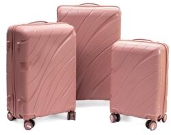 Rogal Rózsaarany 3 részes műanyag bőrönd szett TSA zárral „Tide - M, L, XL (SPP5set3in1-rosegold-HU)