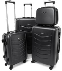 Rogal Fekete 4 részes strapabíró keményfedeles bőrönd szett „Armor - S, M, L, XL (S520set4in1-black-HU)