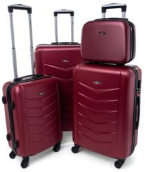 Rogal Sötétpiros 4 részes strapabíró keményfedeles bőrönd szett „Armor - S, M, L, XL (S520set4in1-burgundy-HU)