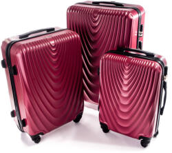 Rogal Sötétpiros 3 darabos keményhéjú bőrönd szett „Motion - M, L, XL (S663set-burgundy-HU)