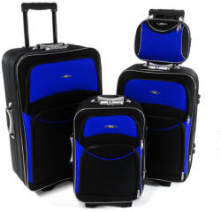 Rogal Kék-fekete 4 darabos utazóbőrönd szett " Standard" - S, M, L, XL (S773set4in1-black-blue-HU)