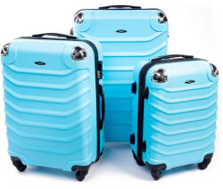 Rogal Világos türkiz 3 részes műanyag bőrönd szett „Premium - M, L, XL (S730set3in1-lightblue-HU)