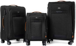 Rogal Fekete 3 részes vízálló bőrönd szett „Navigator - M, L, XL (SS030set-black-HU)