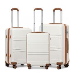 Konofactory Fehér luxus bőrönd szett TSA zárral „Travelmania - M, L, XL (S1871set3in1-white-HU)