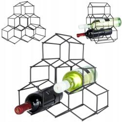 Vilde Állvány Fém fekete bor alkoholos könyvespolc szekrény boros polc 6 palack (0923995744875)