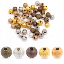 Mixform Texturált gyöngyök, sárgaréz, kerek, mix, 4mm, lyuk 1mm, 50db (14WB7477)