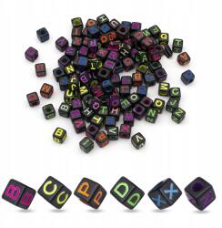 Mixform Átlátszó akril gyöngyök, kocka, betűk mix, 6x6x6mm, 50g~320db (13WB24895)