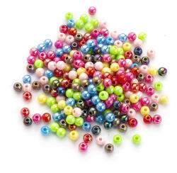 Mixform Akril gyöngyök, Szivárvány bevonat, 6x5mm, 25g~210db (13WB28909)