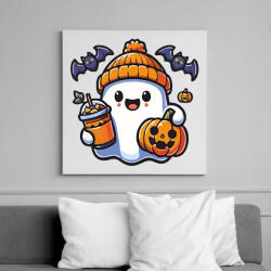 printfashion Cuki halloween szellem - Vászonkép - Fehér (17758711)