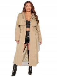 Shein Plus Size Kabát, bézs, kapucnival, Size 46