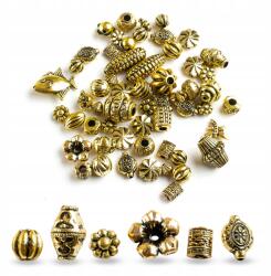 Mixform Akril gyöngyök, antik arany, 8-17x3-17 mm, kb. 20g~28db (13WB15102)