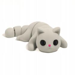 Gyerek figura 3D nyomtatás színes macska világos szürke fekszik aranyos nagy 20 cm (kot leżący duży)