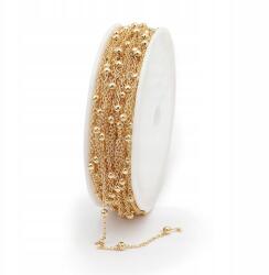 MIXFORM Lánc gyöngyökkel Sárgaréz, Forrasztott, Világos Arany, 2.2x1.7mm, 12m/db (13WB29273)