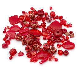 Mixform Akril gyöngyök "Bombay" Vegyes formák, Piros, 6-25mm, 50g~86db (5905072721073)