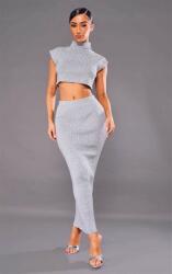 Prettylittlething Csillámos Kötött Maxi Szoknya, ezüst, Size 32, poliészter