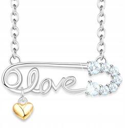 Larezo Ezüst nyaklánc Love felirattal Szeretlek Kristályok Szív Ezüst 925 (łańcuszek damski z cyrkoniami i love you)