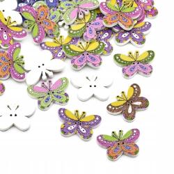 MIXFORM Festett fa gombok, Pillangó, vegyes színek, 25x17x2mm, 10db (14WB9606)