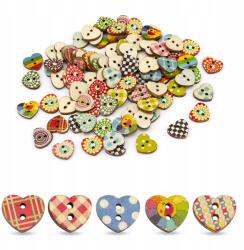 MIXFORM Fa gombok, Szív, Színkeverék, 113x15x2.5mm, 100db (13WB25232)