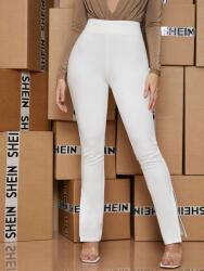 Shein EC12212 Shein Elegáns Fehér Magas Derekú Nadrág (44) S