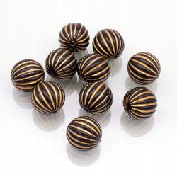 Mixform Akril gyöngyök, Kerek, Arany mintás, Szín: Fekete 15.5x16mm 10db (13WB14404)