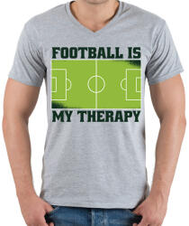 printfashion Foci a terápiám - Férfi V-nyakú póló - Sport szürke (17826448)