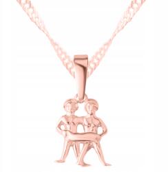 Larezo Nyaklánc Rózsaszín Zodiákus jel Ikrek Aranyozott 750 18K Gemini Ezüst 925 (łańcuszek srebrny wisiorek ze znakiem zodiaku)