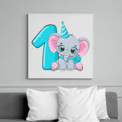 printfashion 1 éves elefántos - Vászonkép - Fehér (17755562)