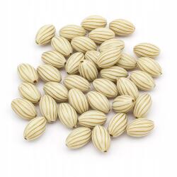 Mixform Akril gyöngyök, Ovális, Metál Arany Mintás, Bézs 14.5x9mm 38db/25g (13WB14403)