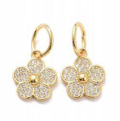 MIXFORM Medál sárgaréz és cirkónia, virág, aranyozott 18K, 15x13x3mm, 2db (13WB31182)