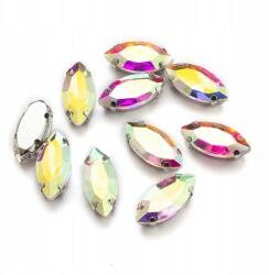 MIXFORM Varrható strasszok, Üveg/Réz, Lószem, Ab szín, 12x6mm, 10db