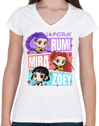 printfashion Huntrix - Kpop Demon Hunters - Női V-nyakú póló - Fehér (17732611)