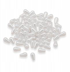 Mixform Gyöngy utánzat Abs műanyag gyöngy, csepp, fehér, 10x6mm, 25g~155 db (13WB13452)