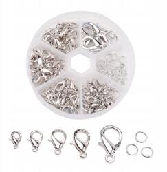 MIXFORM Karabiner-Lobster szett, összekötő kerekek, platina, 10~20.5mm, 70db/szett (13WB31036)