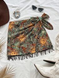 Shein Kötött Mintás Mini Rojtos Szoknya, Size 40, többszínű